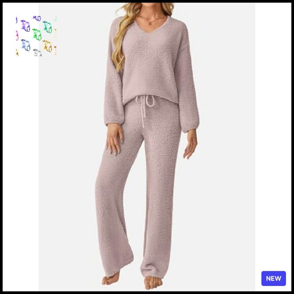 Oversized Sweater Set Fuzzy Fleece Loungewear Matching Lounge Set Chic - Picture 3 of 8